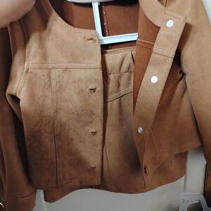 Kids Tan Suede Jacket Matching Set